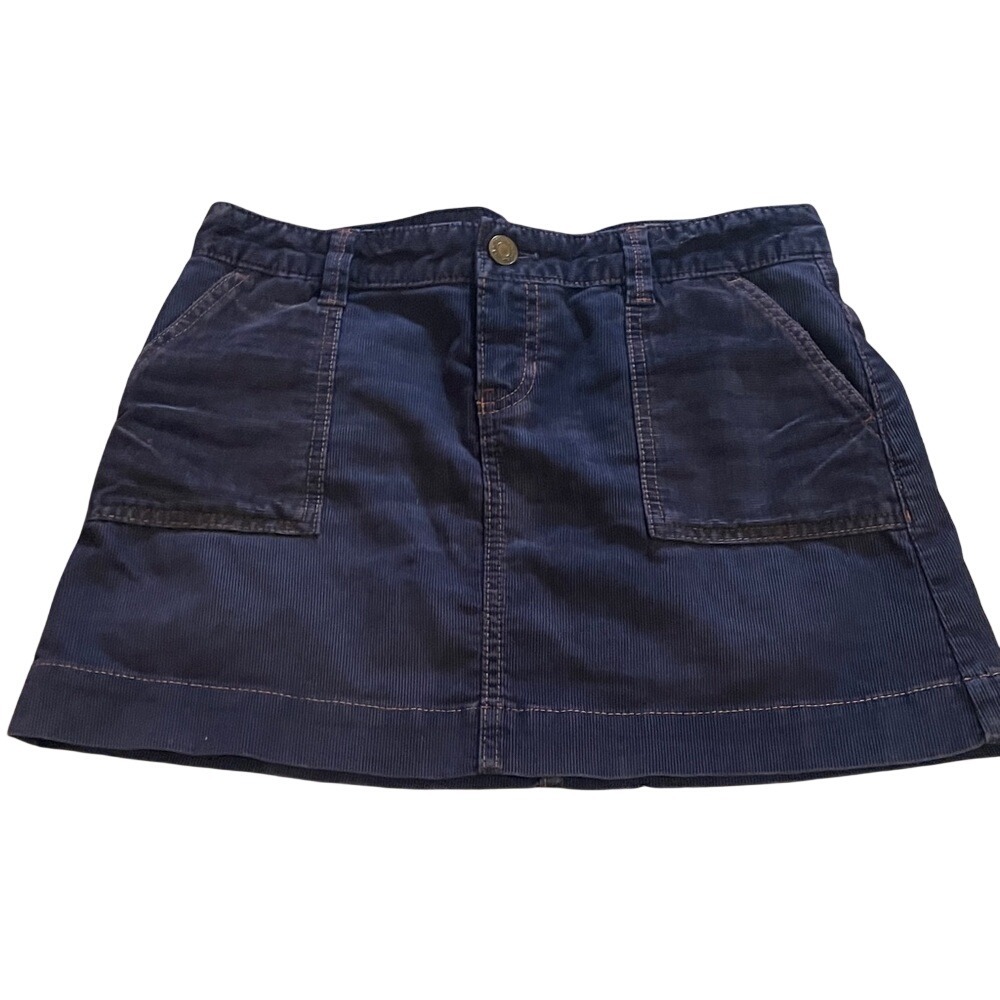 Gap‎ 1969 Limited Edition Navy Blue Corduroy Mini Skirt Cinch Back Size 2